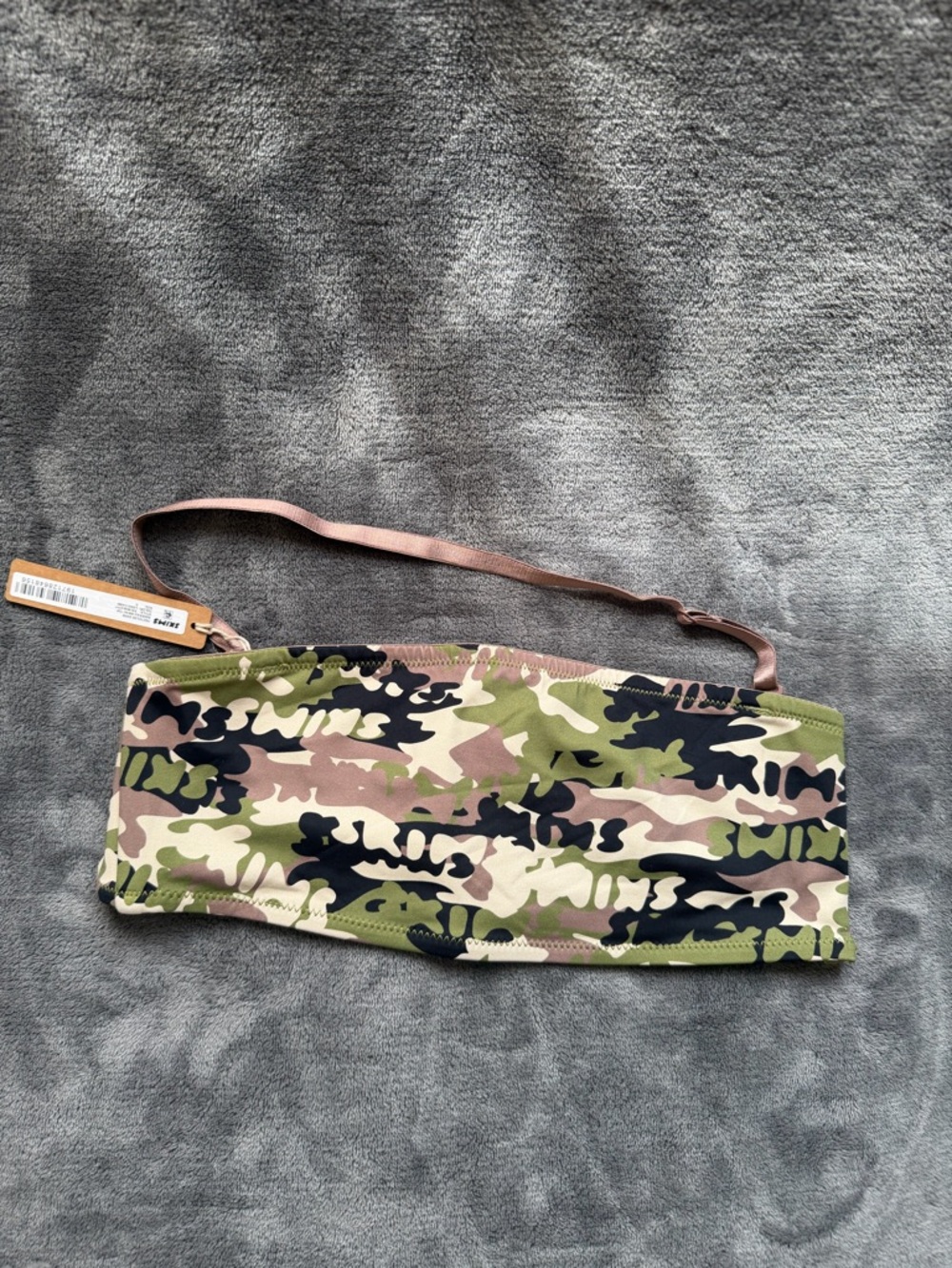 Skims Swim | Skims Signature Swim Bandeau Bikini Top Logo Camo Print